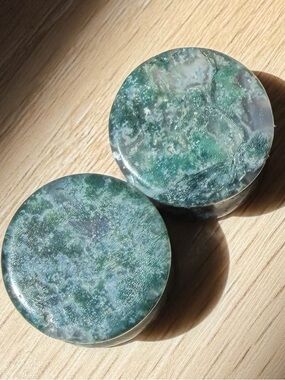 Genuine Moss Agate Plugs